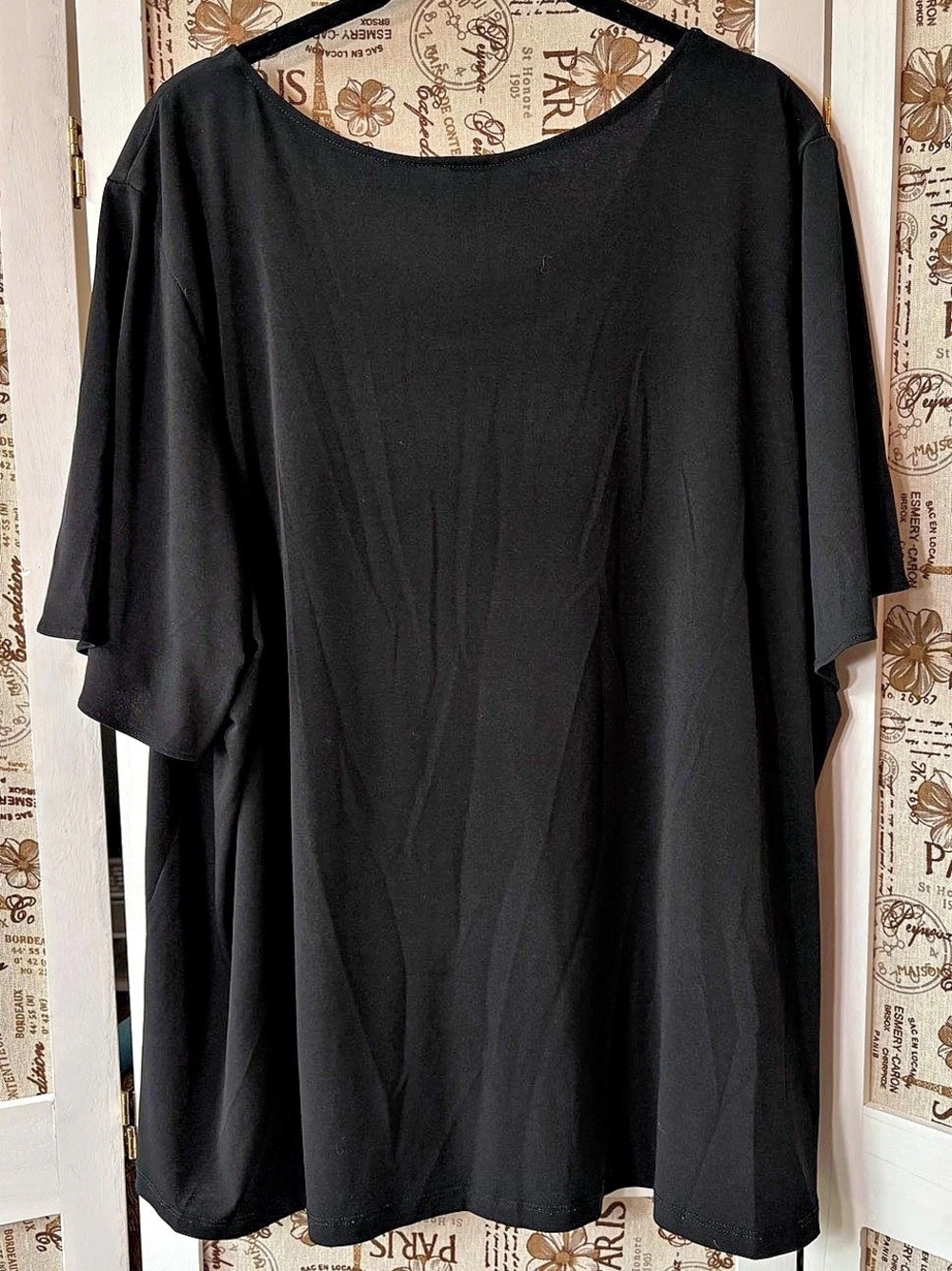 Catherines 1XWP 18/20 Petite Black Flutter Sleeve Blouse Top like new - Picture 4 of 11